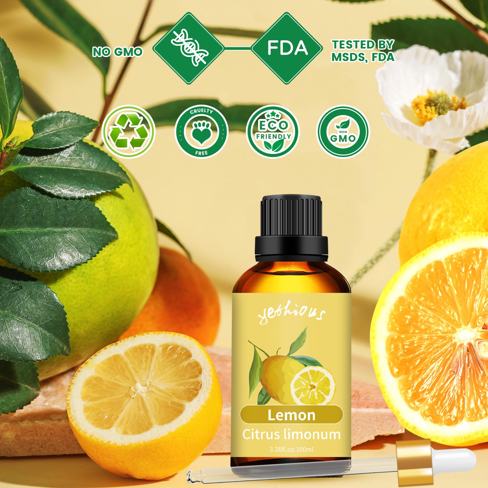 yethious Lemon Essential Oil Lemon Essential Oill for Diffuser, Perfume, Body, Skin, Hair, Candle Soap